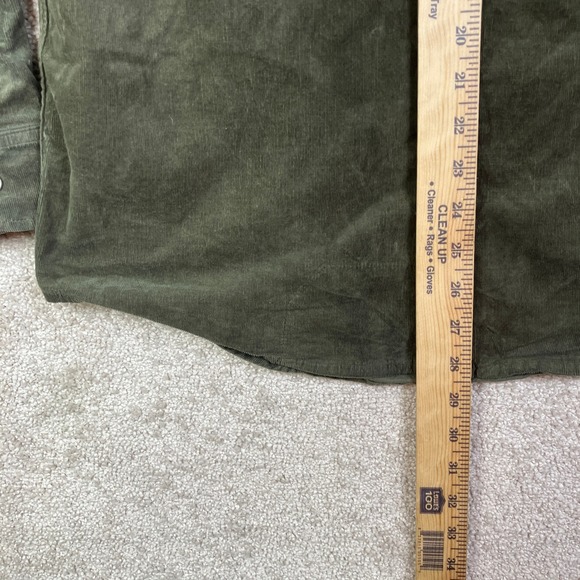 Poncho Corduroy Men's Large Pearl Snap Western Shirt Olive Green Huckberry - Picture 5 of 9